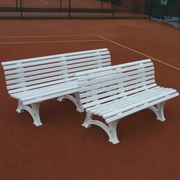 Potřeby Pro Údržbu Hřiště Tegra Tennisplatzsitzbank mit geschwungener Lehne, weiß, 1,5m